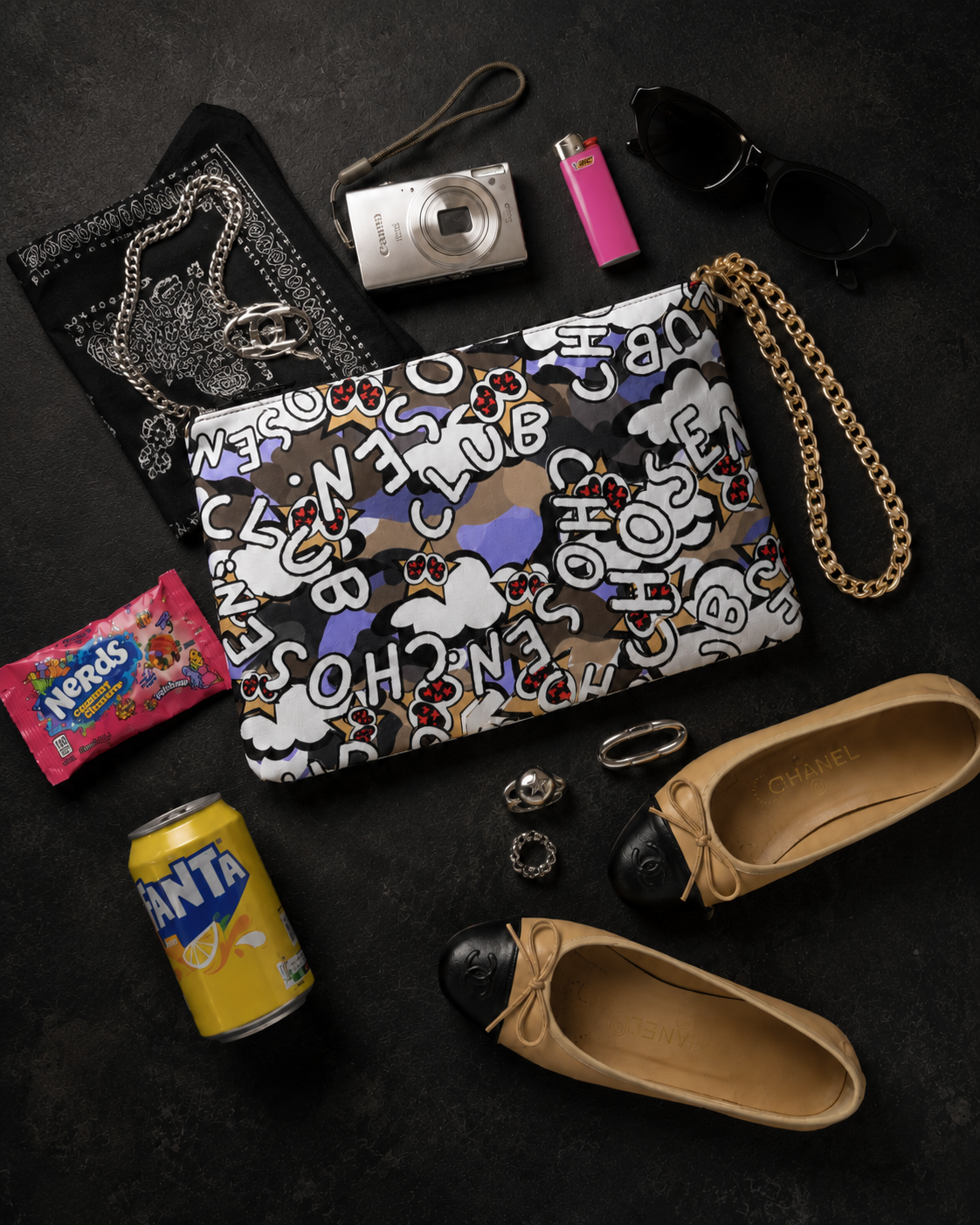 Purple camo gazer crossbody bag