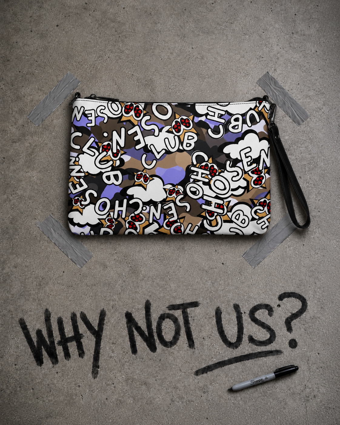Purple camo gazer crossbody bag